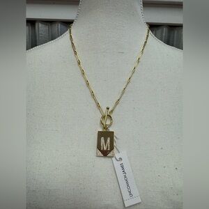 Uncommon James Gold “M” Initial Pendant Paperclip Chain Necklace